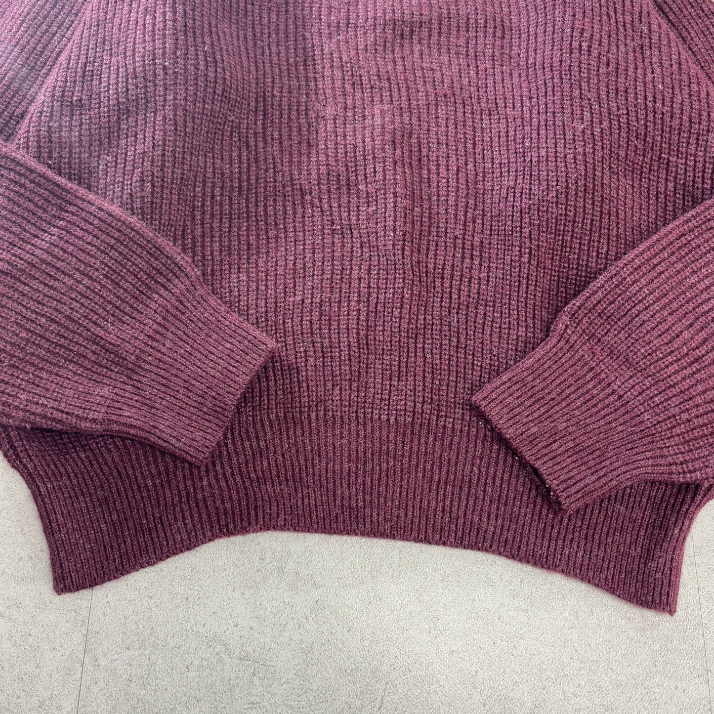 90s CHEMISE LACOSTE ラコステ クラシック クルーネック ウールニット／バーガンディ／ワニワッペン