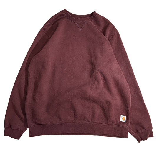 Carhartt ロゴスリーブ スウェットシャツ ワインレッド XL Loose Fit メキシコ製
