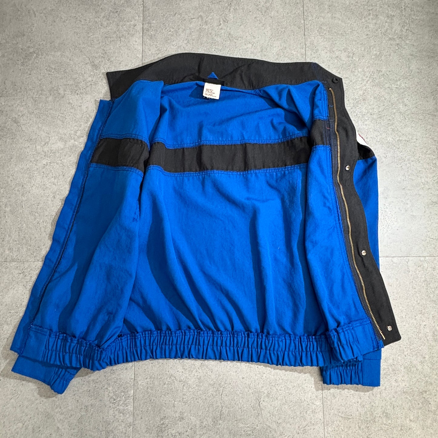 Workrite USA製 Mobil 刺繍ワッペン付き ワークジャケット ブルー×ブラック TALONジップ 90s