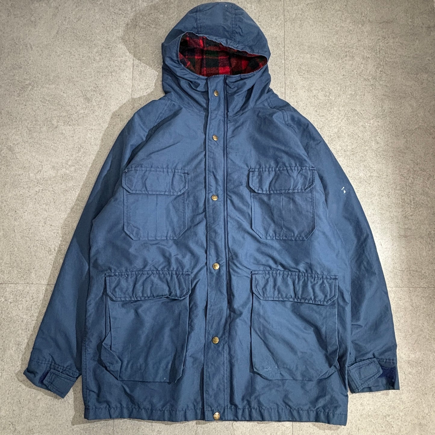 Woolrich USA製 マウンテンパーカ／ウールライニング ジャケット ネイビー×レッドチェック L｜80s〜90s 後期タグ