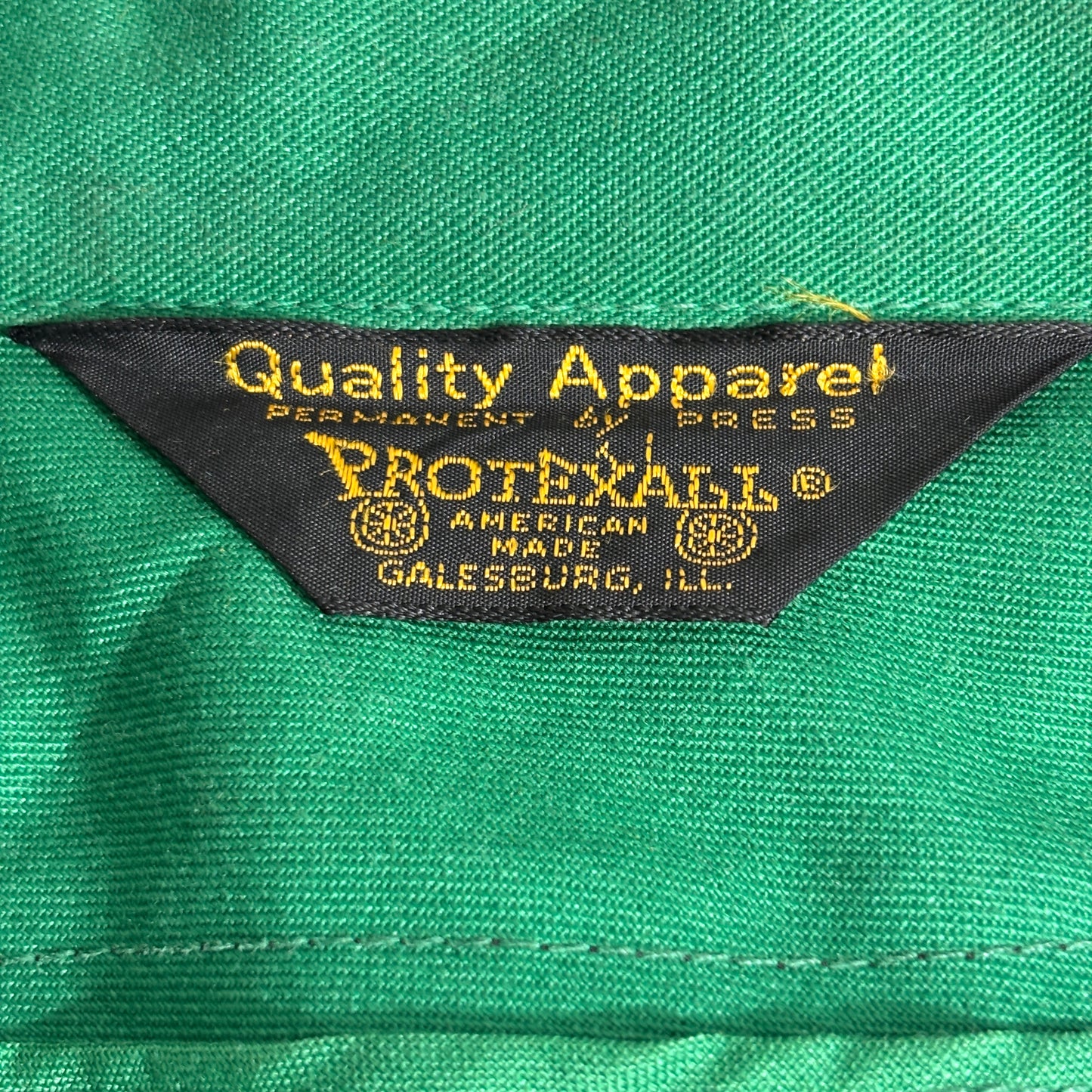 PROTEXALL × John Deere 企業ロゴ 刺繍 ワークジャケット 70s〜80s USA製 TALONジップ IOWA IMPLEMENT INC. グリーン