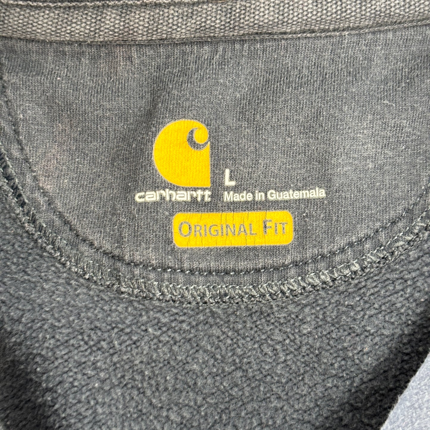 Carhartt カーハート 裏起毛 ハーフジップ パーカー グレー系 Lサイズ 企業刺繍入り 古着 スウェットフーディ