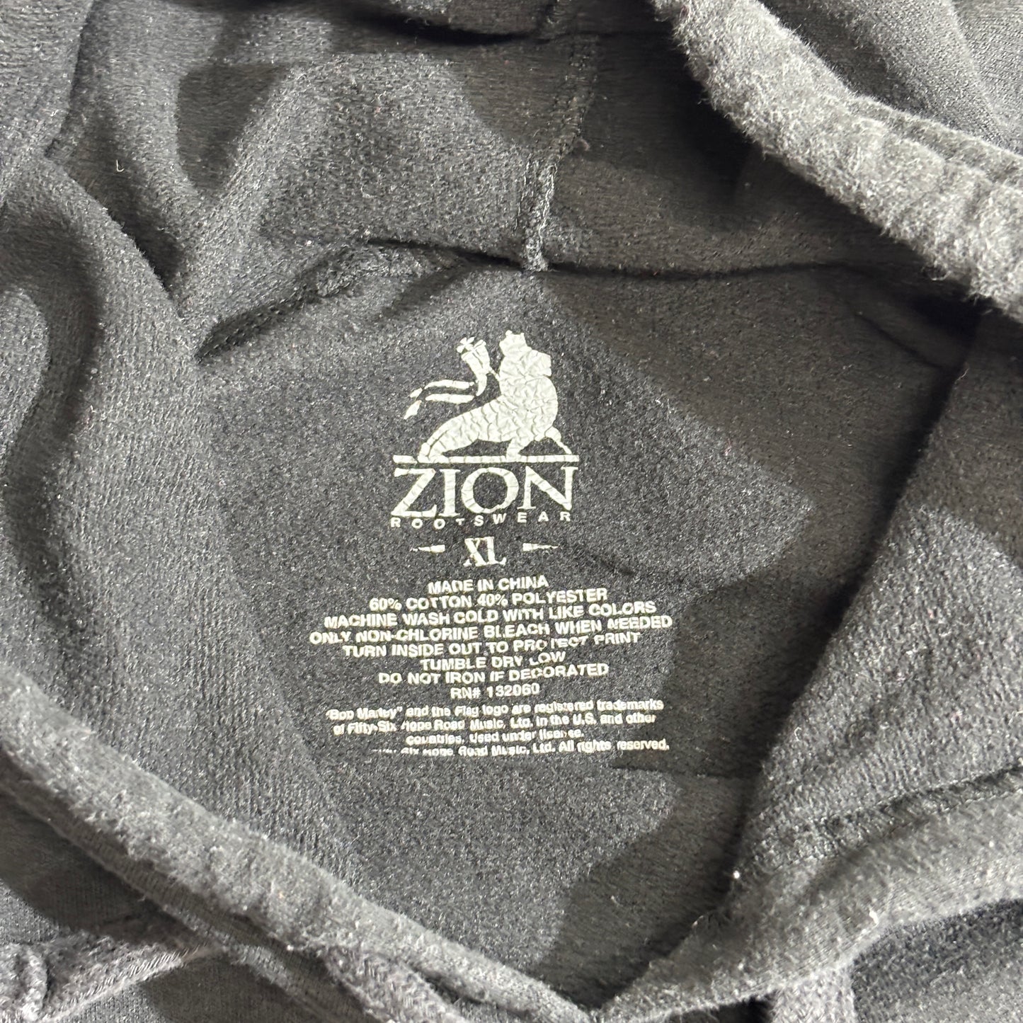 Bob Marley × ZION ROOTSWEAR バックプリント プルオーバーパーカー ブラック XL レゲエ スウェットフーディ