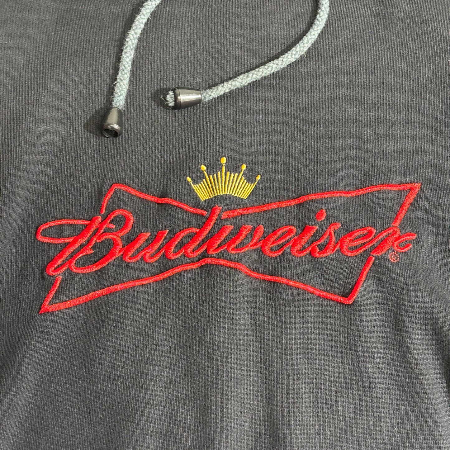 Budweiser バドワイザー 刺繍ロゴ プルオーバーパーカー ブラック スウェットフーディ ビールブランド