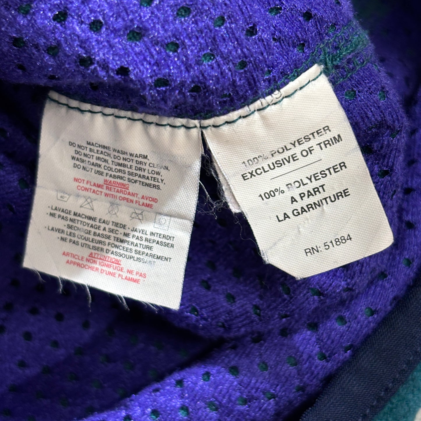 【90s Patagonia】USA製 Capilene® フリースプルオーバー グリーン×パープル ハーフジップ メッシュポケット付き パタゴニア キャプリーン ヴィンテージ