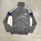 【90s〜2000s】adidas アディダス トラックジャケット ベロア切替 グレー×ネイビー×ホワイト Mサイズ