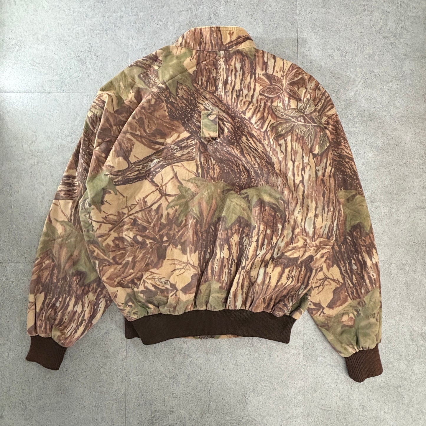 90s〜00s Cabela’s カベラス 加工ツリーカモ ハンティング ボンバージャケット L/REG カナダ製 リブ付きジップブルゾン OUTDOOR GEAR 迷彩 アウトドア