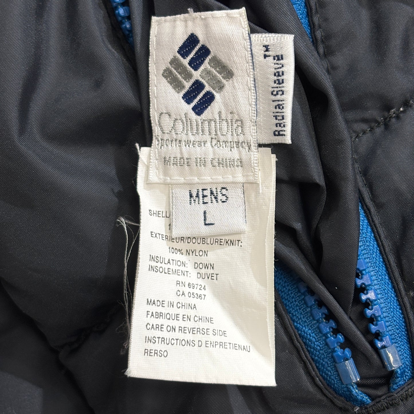 Columbia リバーシブル ダウンジャケット L 青×黒 90s–00s オールド コロンビア ナイロン 中綿ダウン パファー ブルゾン メンズ
