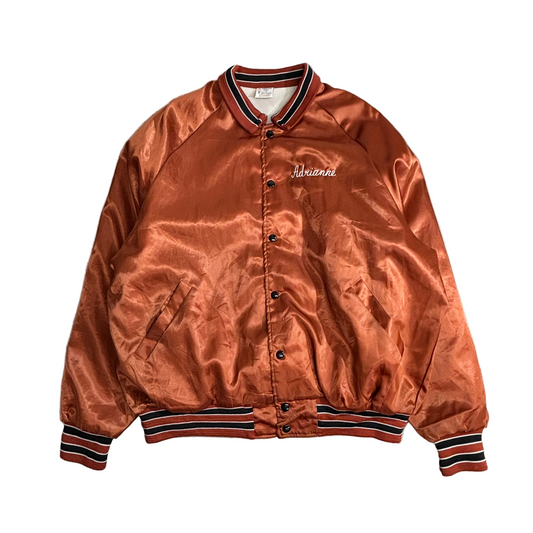 ARISTO JAC by Hilton サテンスタジャン Made in U.S.A. ブラウンオレンジ XL 90s ヴィンテージ