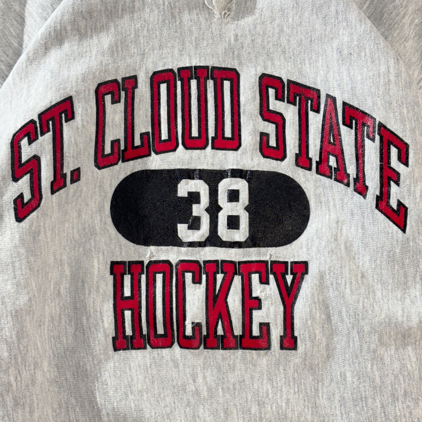 【USA製】Champion リバースウィーブ スウェット “ST. CLOUD STATE HOCKEY” XL 霜降りグレー　　　　　90s