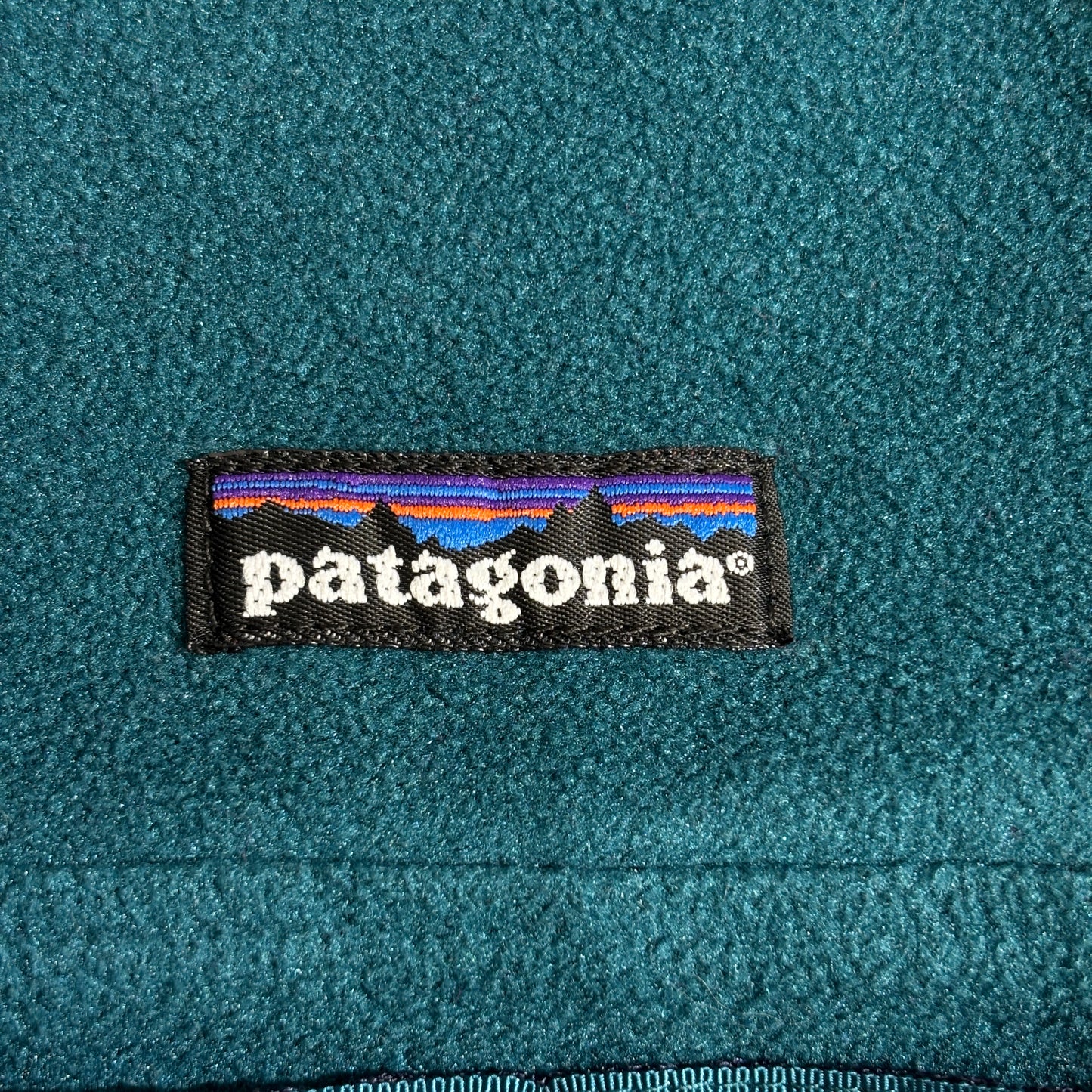 【90s Patagonia】USA製 Capilene® フリースプルオーバー グリーン×パープル ハーフジップ メッシュポケット付き パタゴニア キャプリーン ヴィンテージ