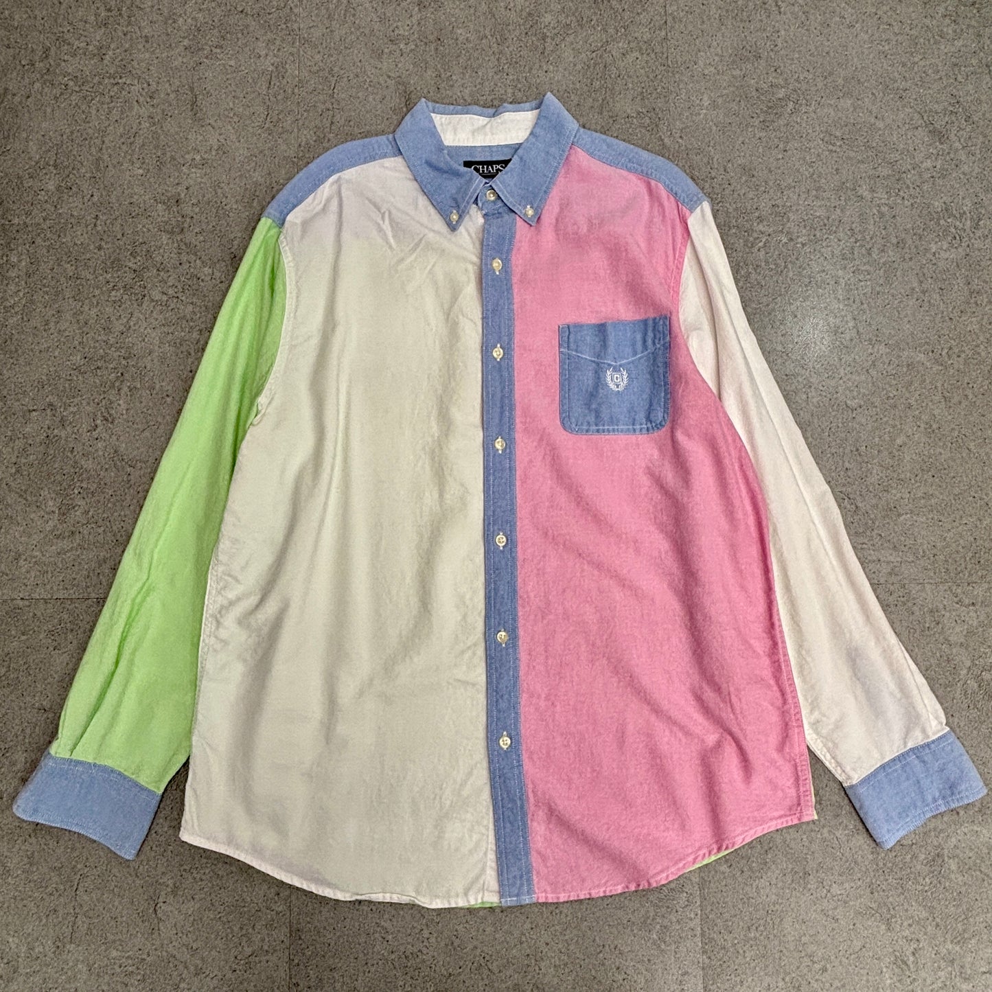 CHAPS マルチカラー シャツ 長袖 ボタンダウン Lサイズ 90sプレッピー カラーブロック
