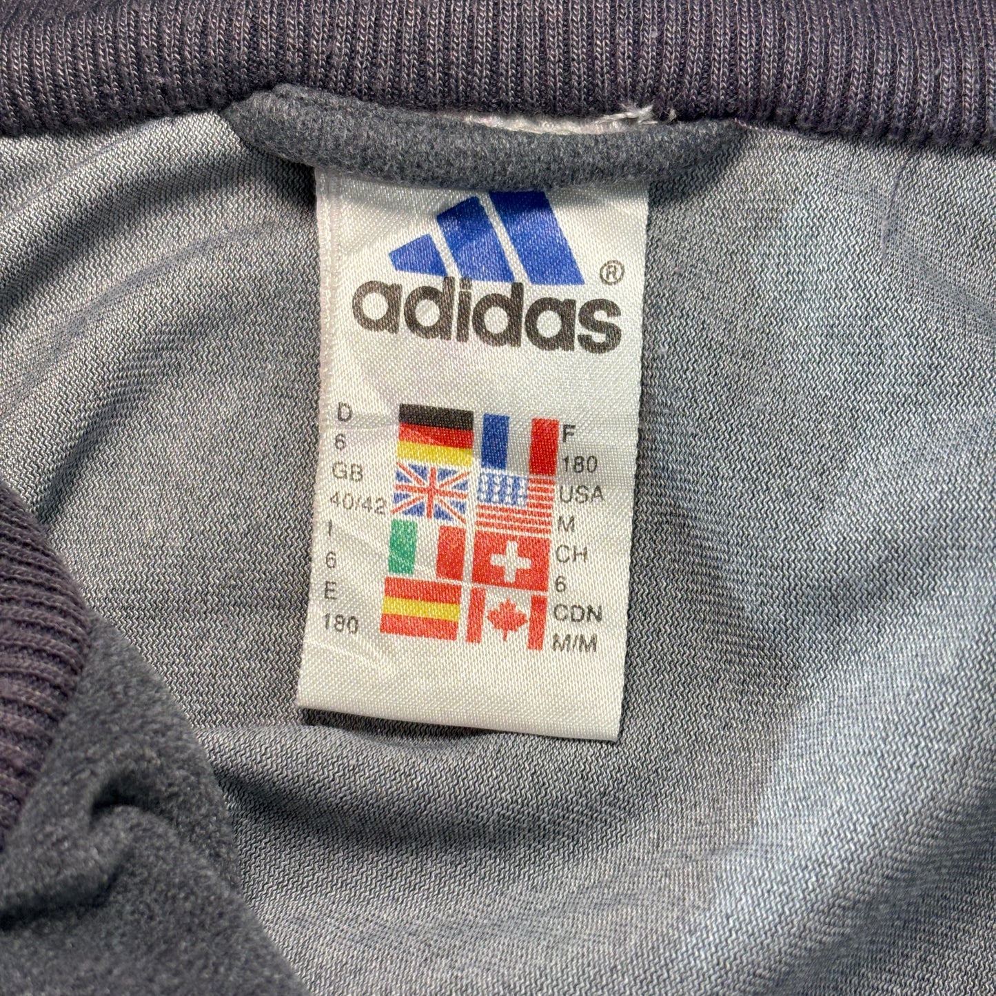 【90s〜2000s】adidas アディダス トラックジャケット ベロア切替 グレー×ネイビー×ホワイト Mサイズ