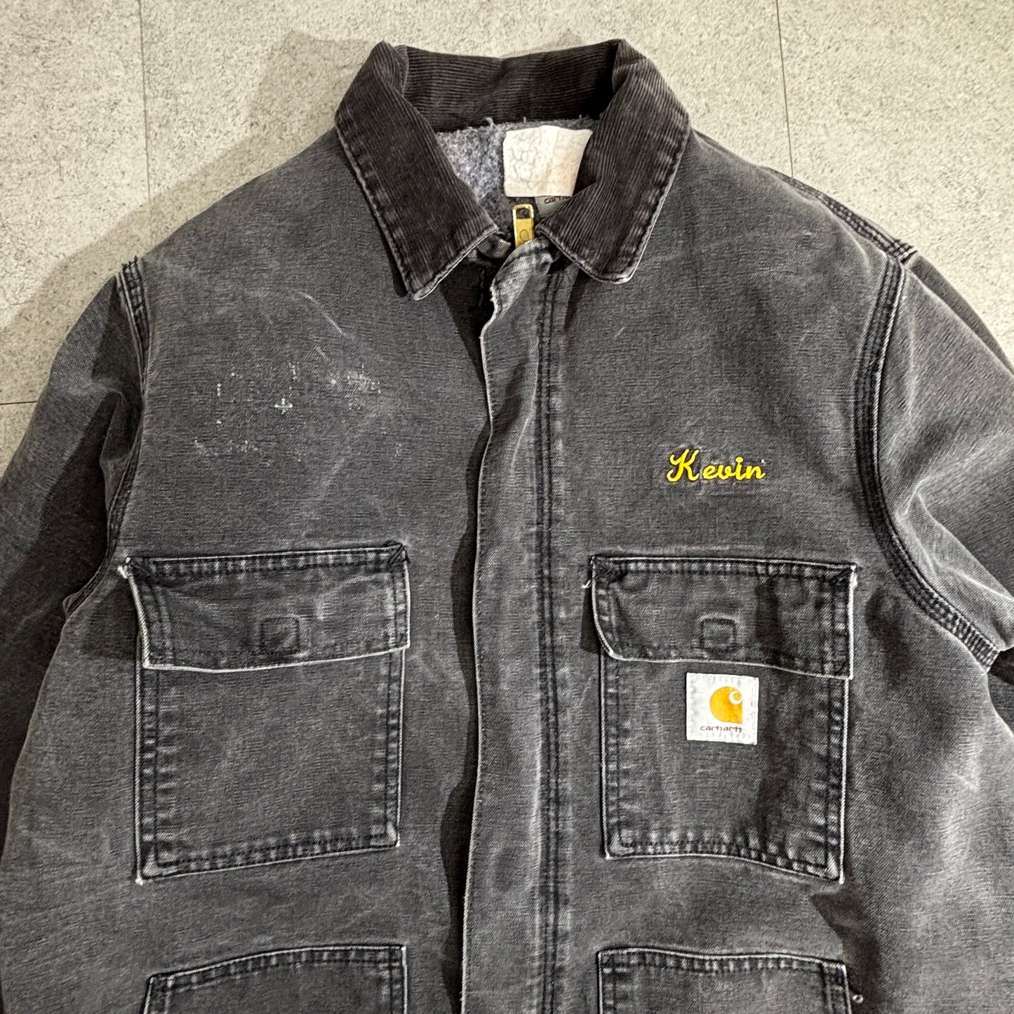 Carhartt ダックカバーオールジャケット ブラック ワーク刺繍 BP Amoco × Nabors Drilling USA 裏地ブランケット 90s