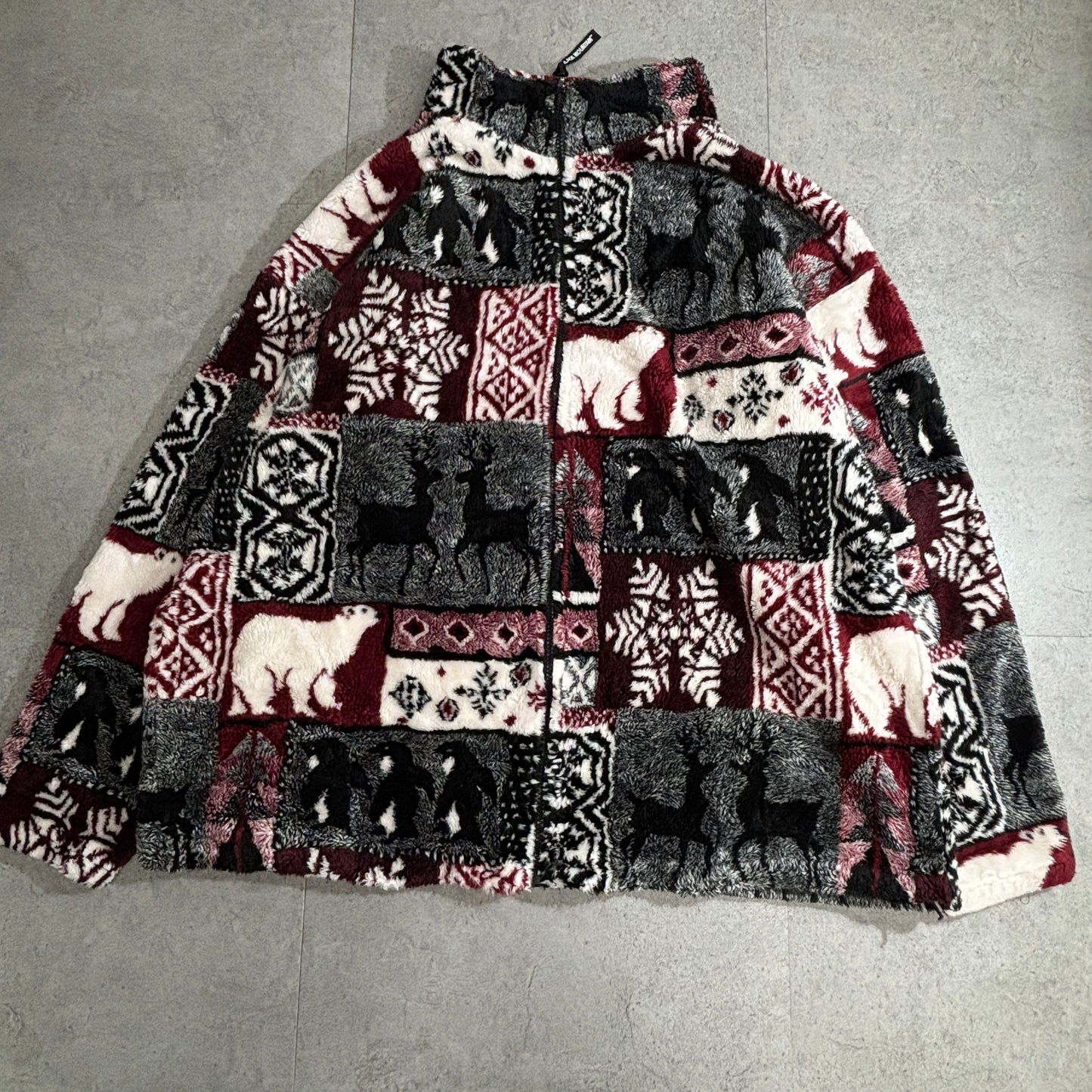 BLACK MOUNTAIN OUTDOOR 総柄フリースジャケット XL USA製 ノルディックアニマル 90s