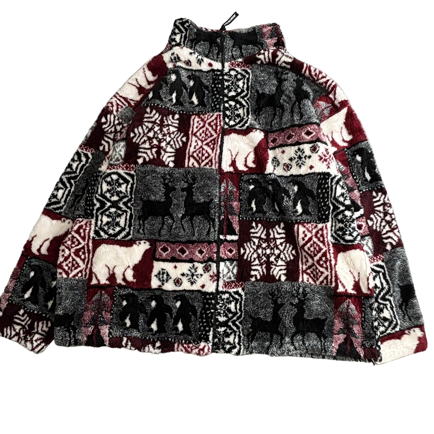 BLACK MOUNTAIN OUTDOOR 総柄フリースジャケット XL USA製 ノルディックアニマル 90s
