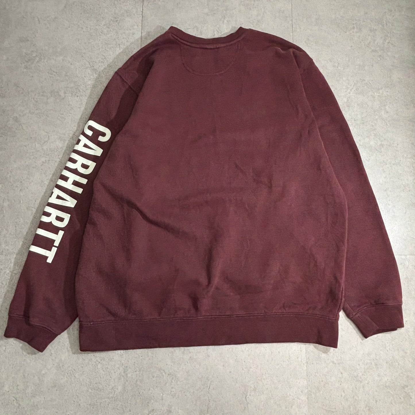 Carhartt ロゴスリーブ スウェットシャツ ワインレッド XL Loose Fit メキシコ製