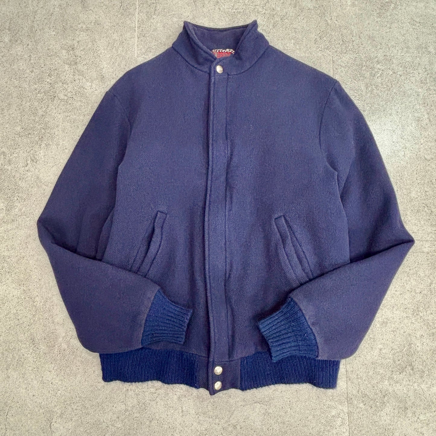 【90s USA製】L.L.Bean ウールジャケット ネイビー チェックライナー付き Mサイズ