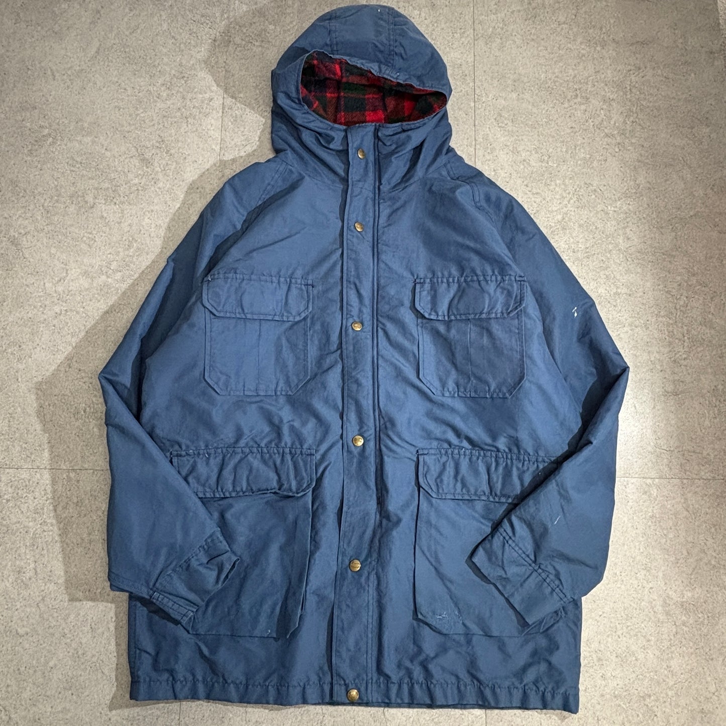 Woolrich USA製 マウンテンパーカ／ウールライニング ジャケット ネイビー×レッドチェック L｜80s〜90s 後期タグ