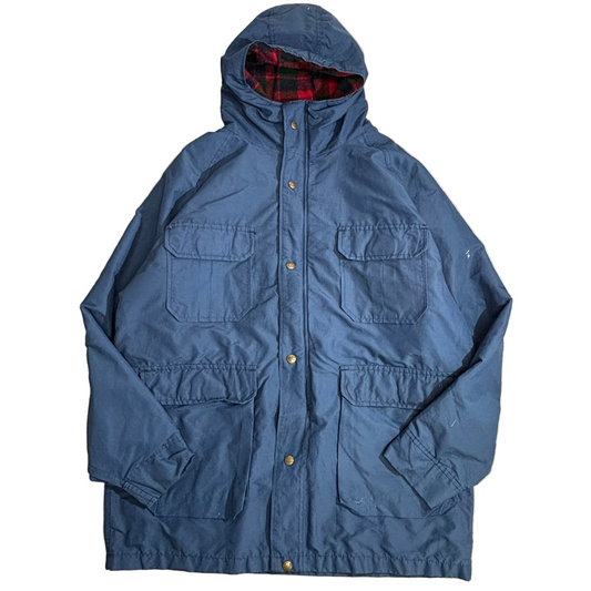 Woolrich USA製 マウンテンパーカ／ウールライニング ジャケット ネイビー×レッドチェック L｜80s〜90s 後期タグ