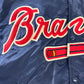 90s USA製 STARTER “MLB DIAMOND COLLECTION” ATLANTA BRAVES サテン スタジャン L ネイビー×レッド ビッグロゴ