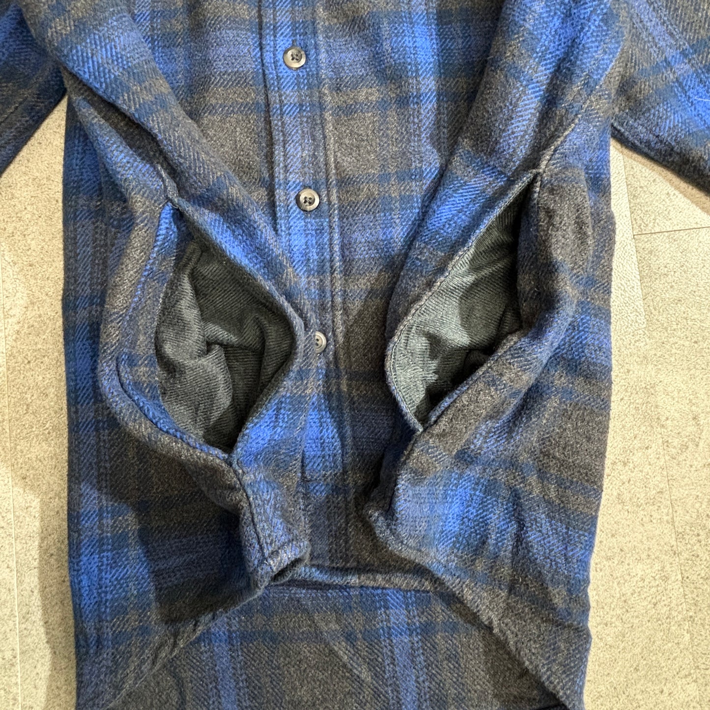 【ORVIS】フリースライナー チェックシャツジャケット ネイビー×グレー XLサイズ ヘビーフランネル ワークスタイル オービス