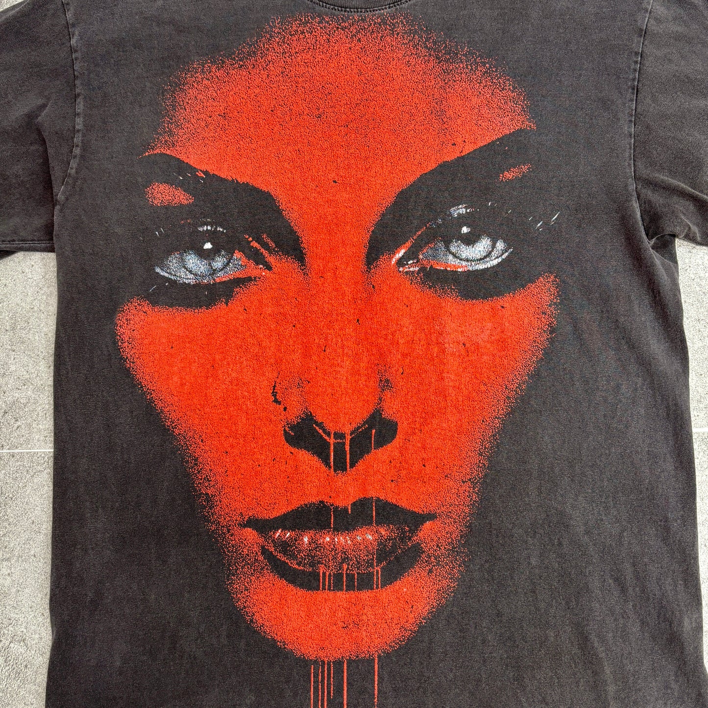 Art Brotherz グラフィックTシャツ フェイスデザイン 炭クロ ブラック Mサイズ ヴィンテージ風