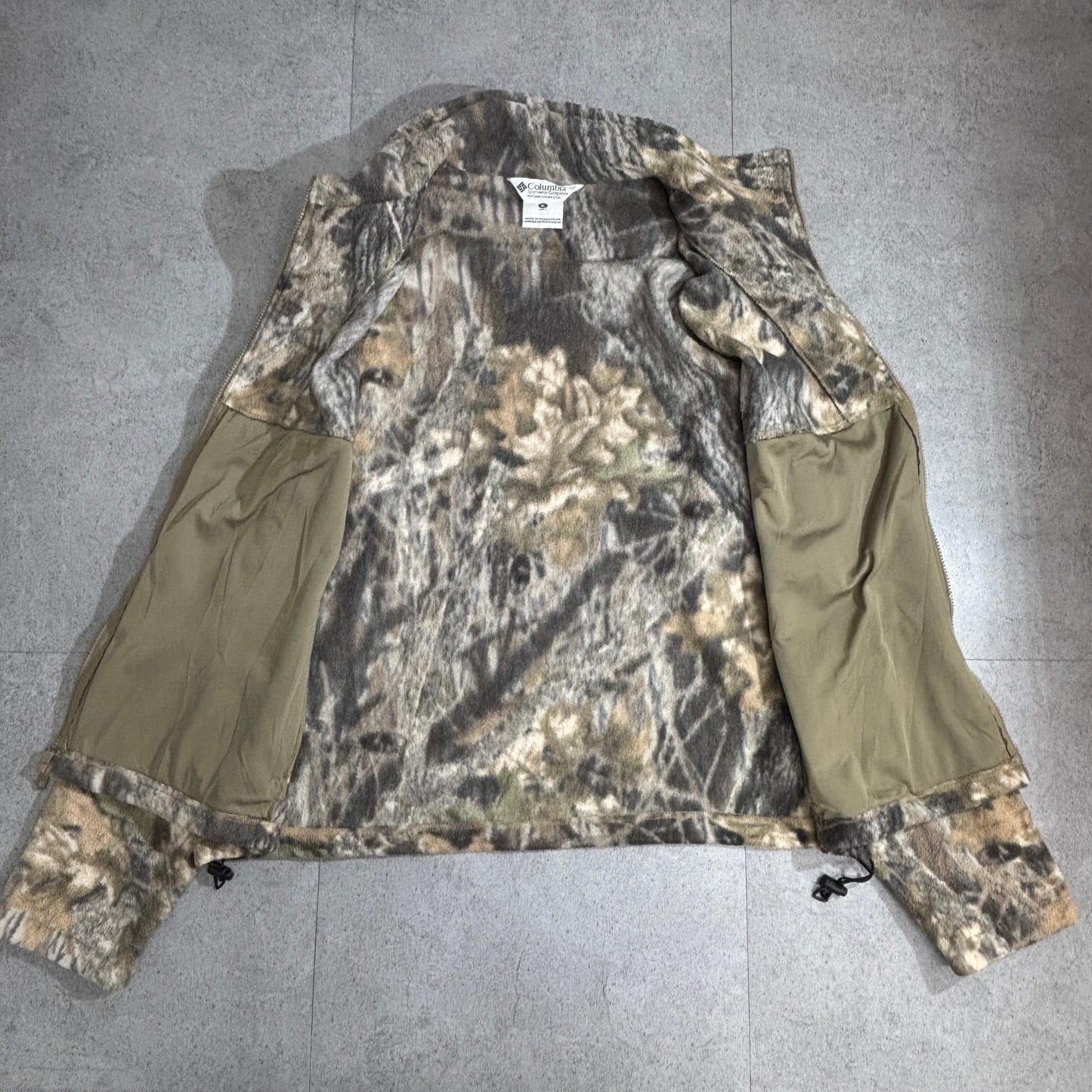 Columbia 迷彩フリース ジャケット XL メンズ｜フルジップ/ハイネック/ドローコード裾｜ハンティングカモ(RealTree系)