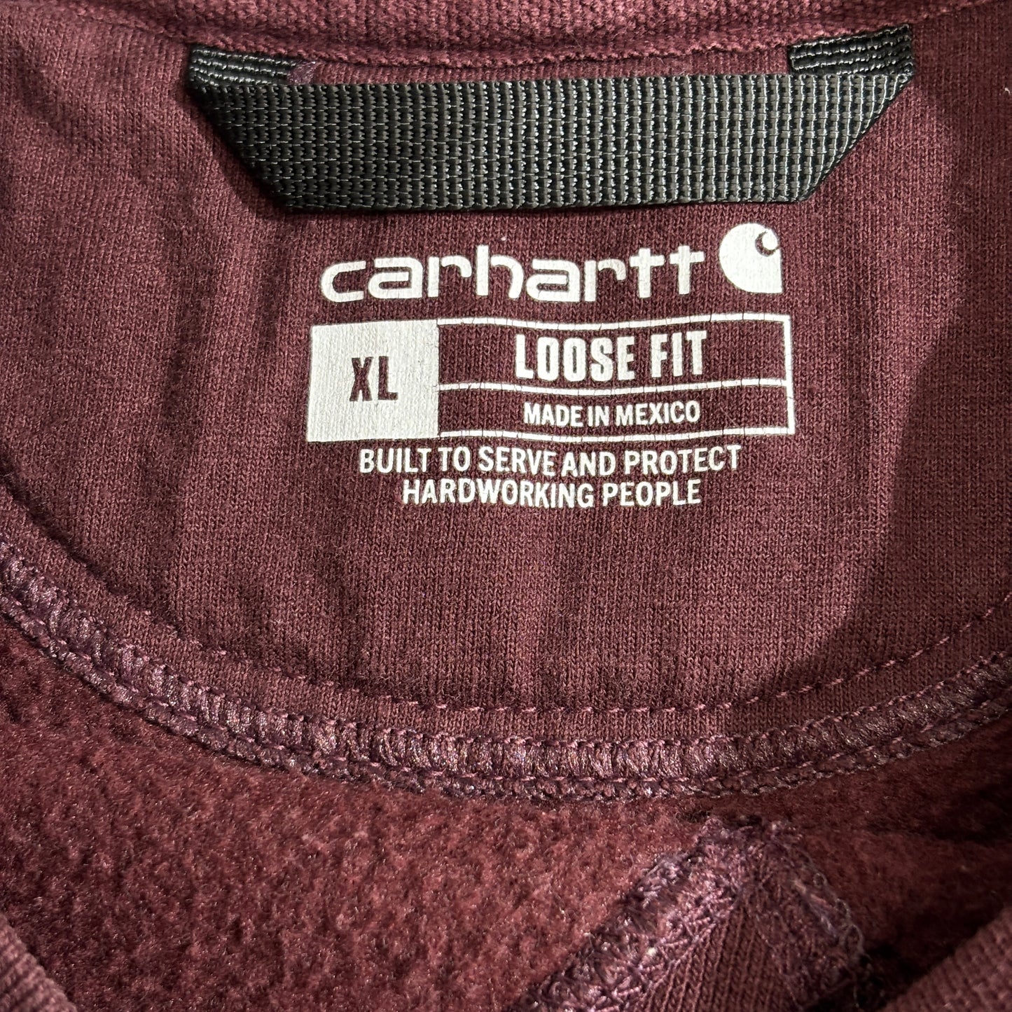 Carhartt ロゴスリーブ スウェットシャツ ワインレッド XL Loose Fit メキシコ製