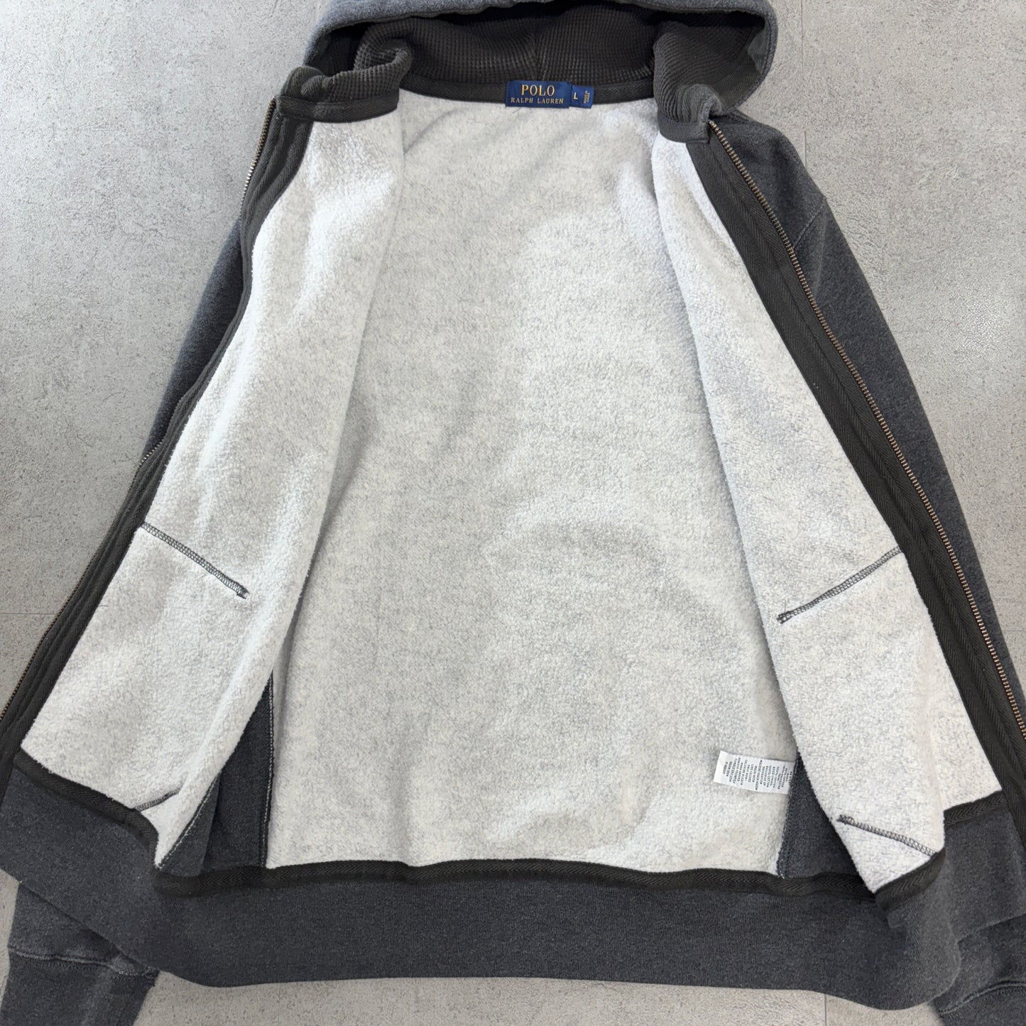 Polo Ralph Lauren フルジップパーカー グレー Lサイズ 裏起毛スウェットフーディー 中国製