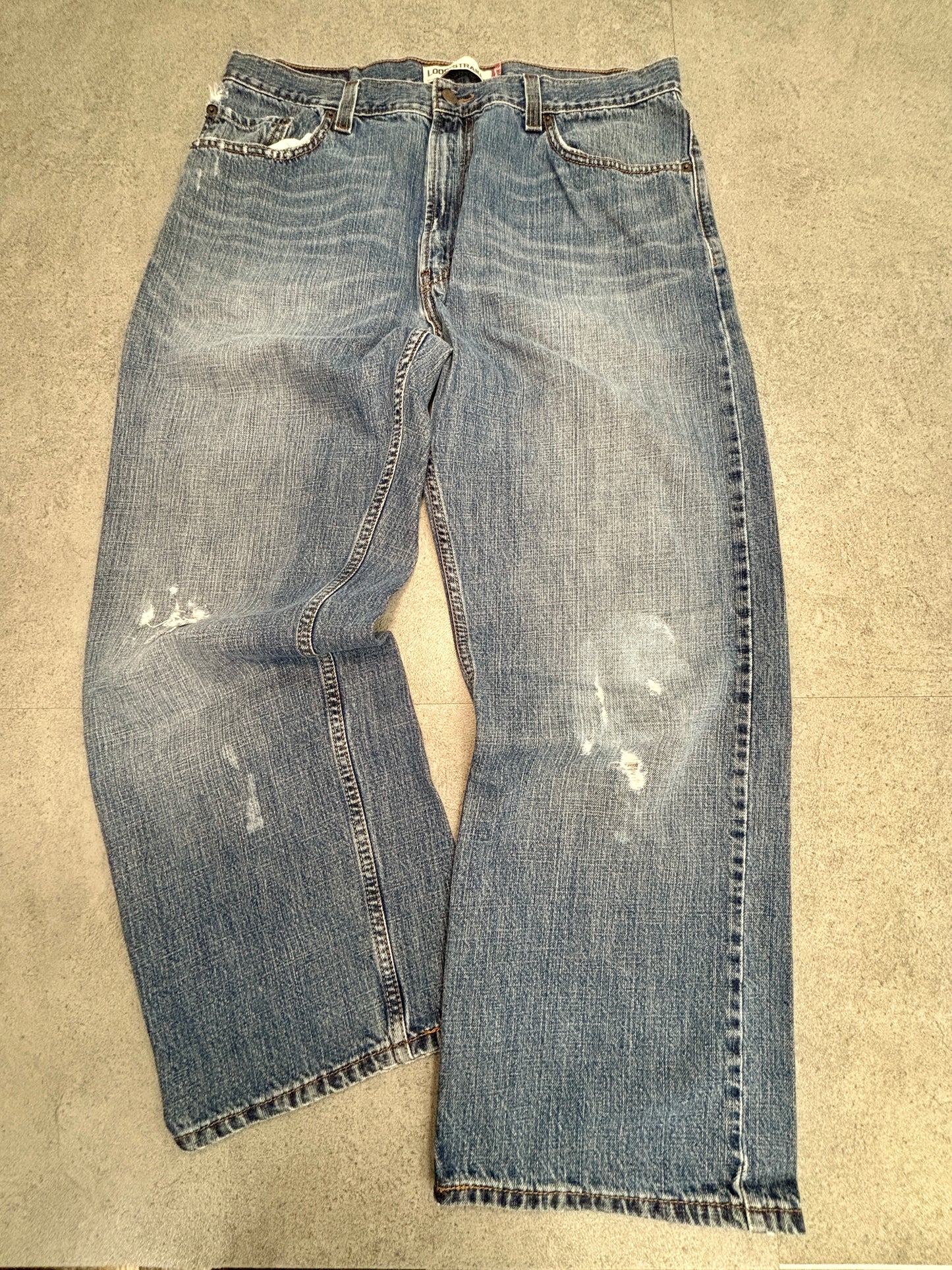 Levi’s 569® Loose Straight デニム W36 L30 レッドタブ ライトインディゴ ダメージ/ヒゲ/アタリ 00s ジップフライ