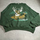【USA製 TULTEX】鹿プリント スウェット グリーン 2XL アニマルデザイン 90s ヴィンテージ風 トレーナー メンズ レディース 古着