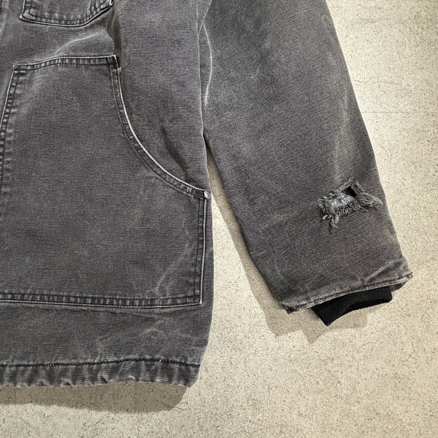 Carhartt ダックカバーオールジャケット ブラック ワーク刺繍 BP Amoco × Nabors Drilling USA 裏地ブランケット 90s