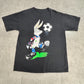 90s USA製 バックスバニー × US SOCCER ヴィンテージTシャツ ブラック Looney Tunes キャラクターT