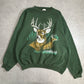 【USA製 TULTEX】鹿プリント スウェット グリーン 2XL アニマルデザイン 90s ヴィンテージ風 トレーナー メンズ レディース 古着