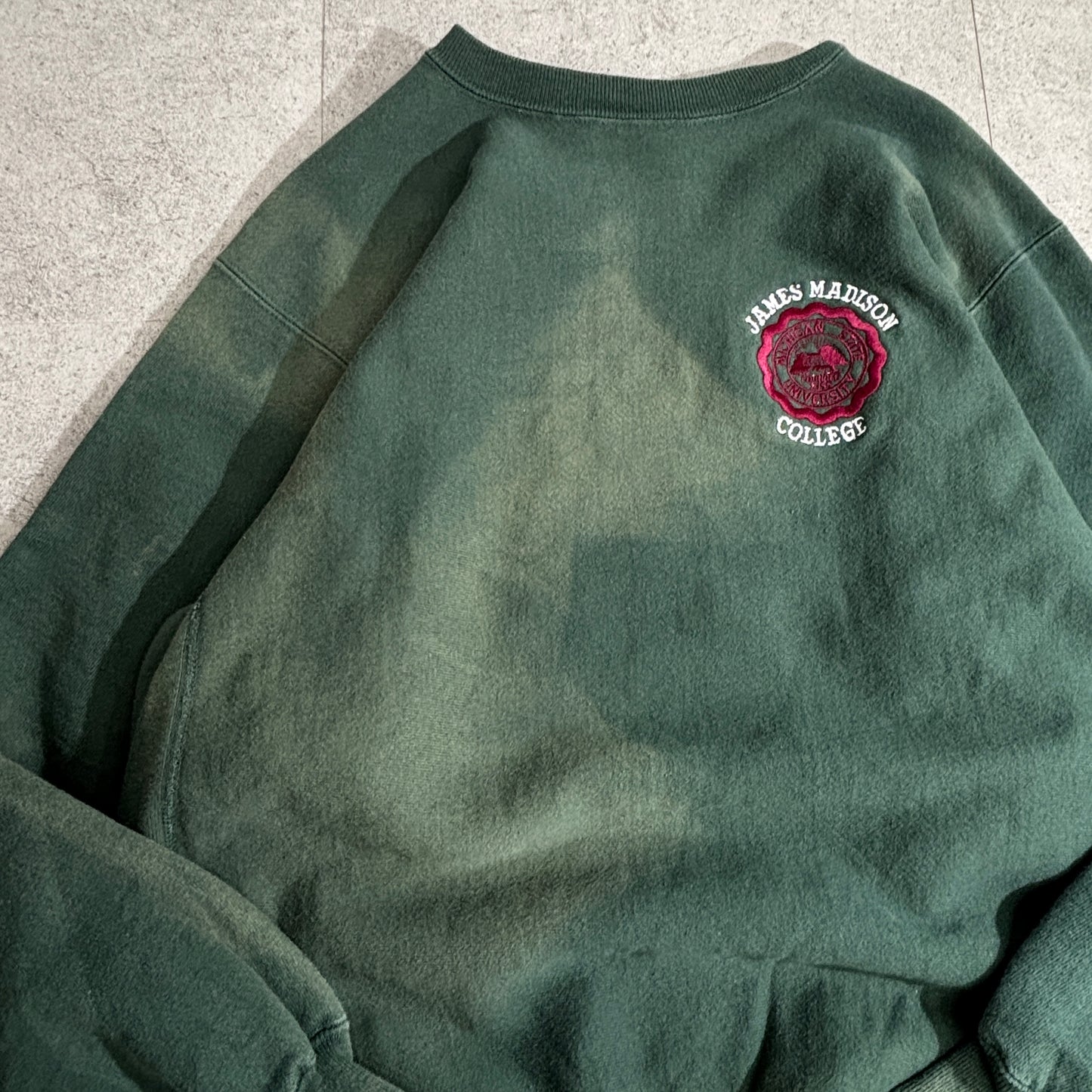 【Champion】USA製 Reverse Weave “JAMES MADISON COLLEGE” カレッジスウェット グリーン XL チャンピオン リバースウィーブ アメリカ製 90s 古着