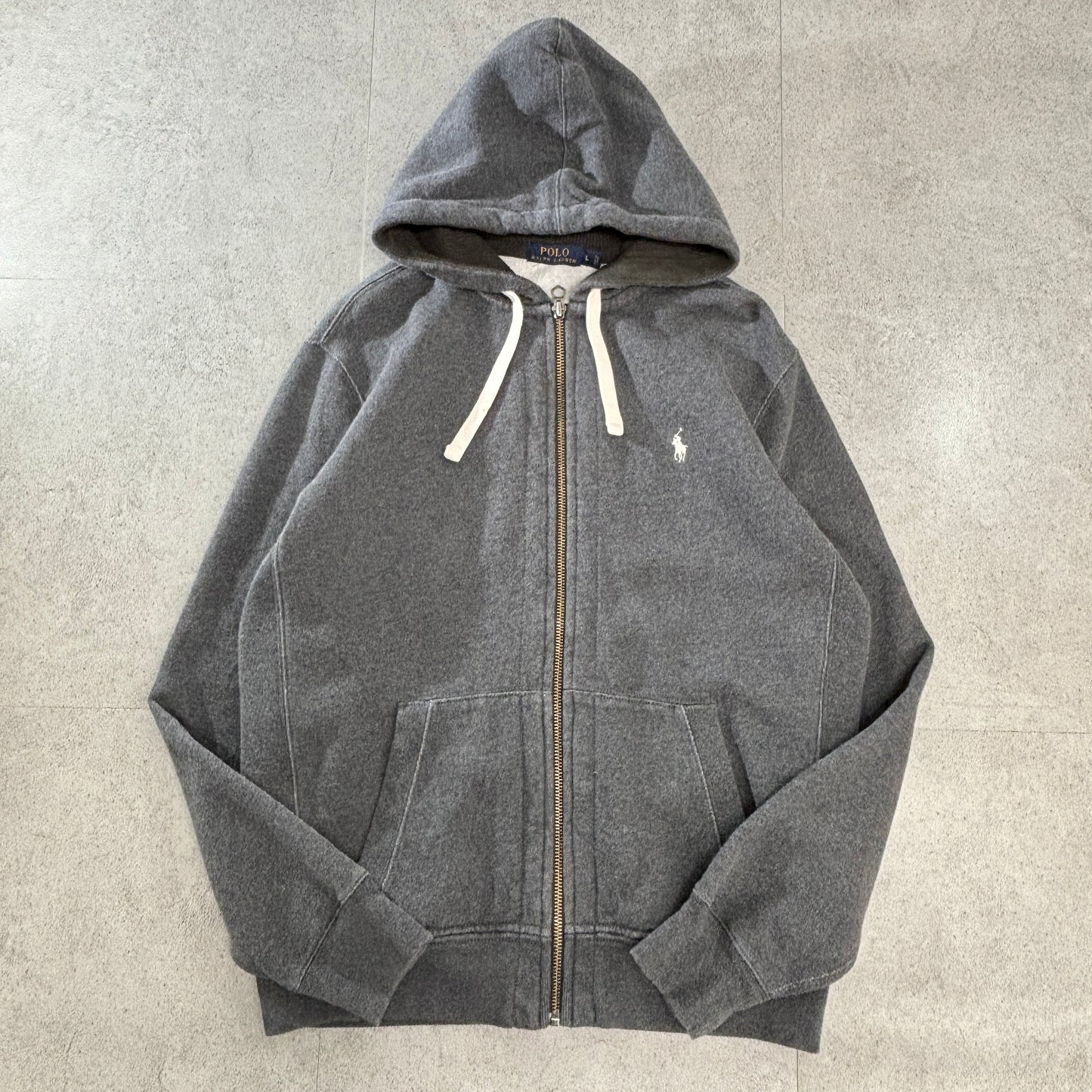 Polo Ralph Lauren フルジップパーカー グレー Lサイズ 裏起毛スウェットフーディー 中国製