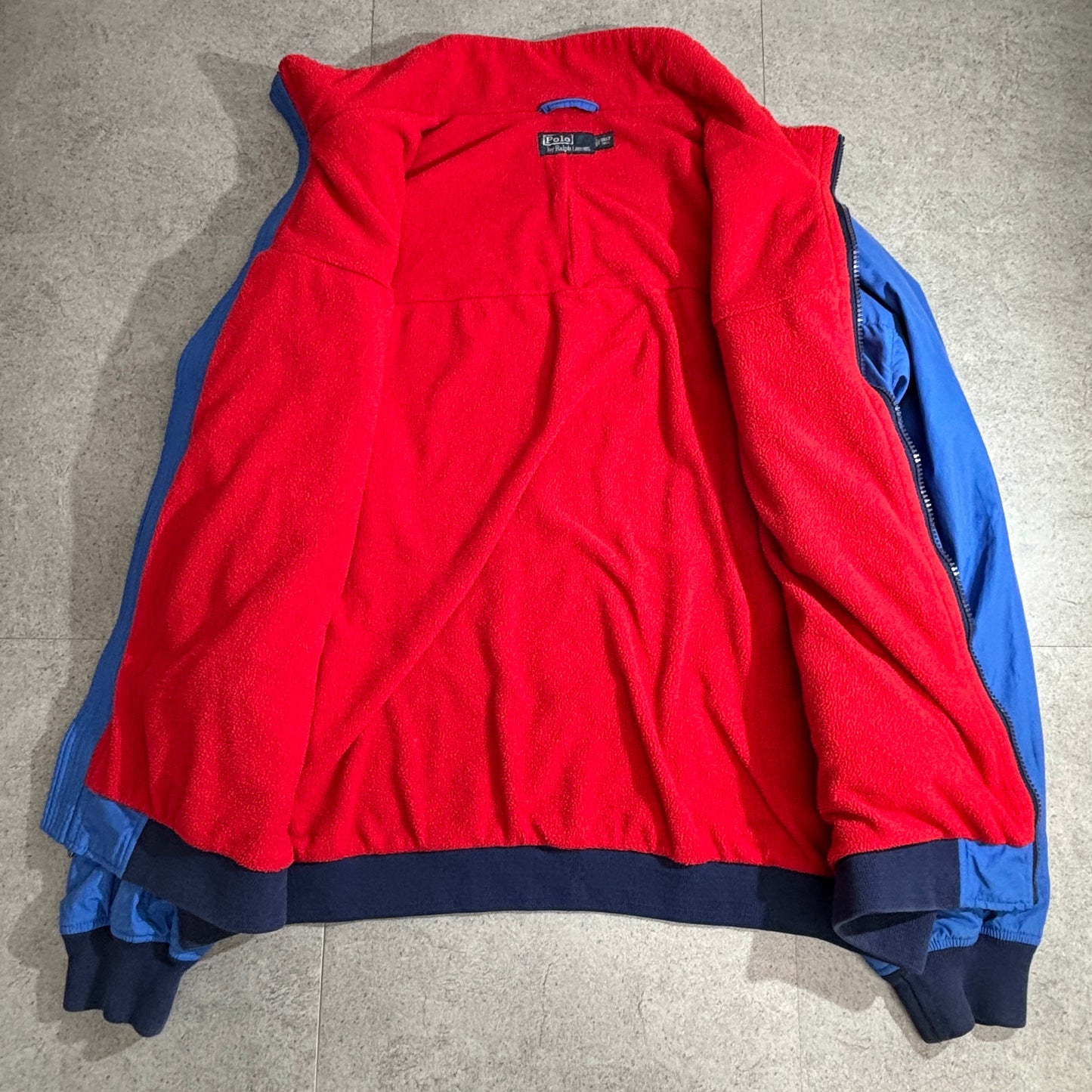 Polo by Ralph Lauren フリースライナー ナイロンジャケット ブルー×レッド TALONジップ 90s 3XLT TALL
