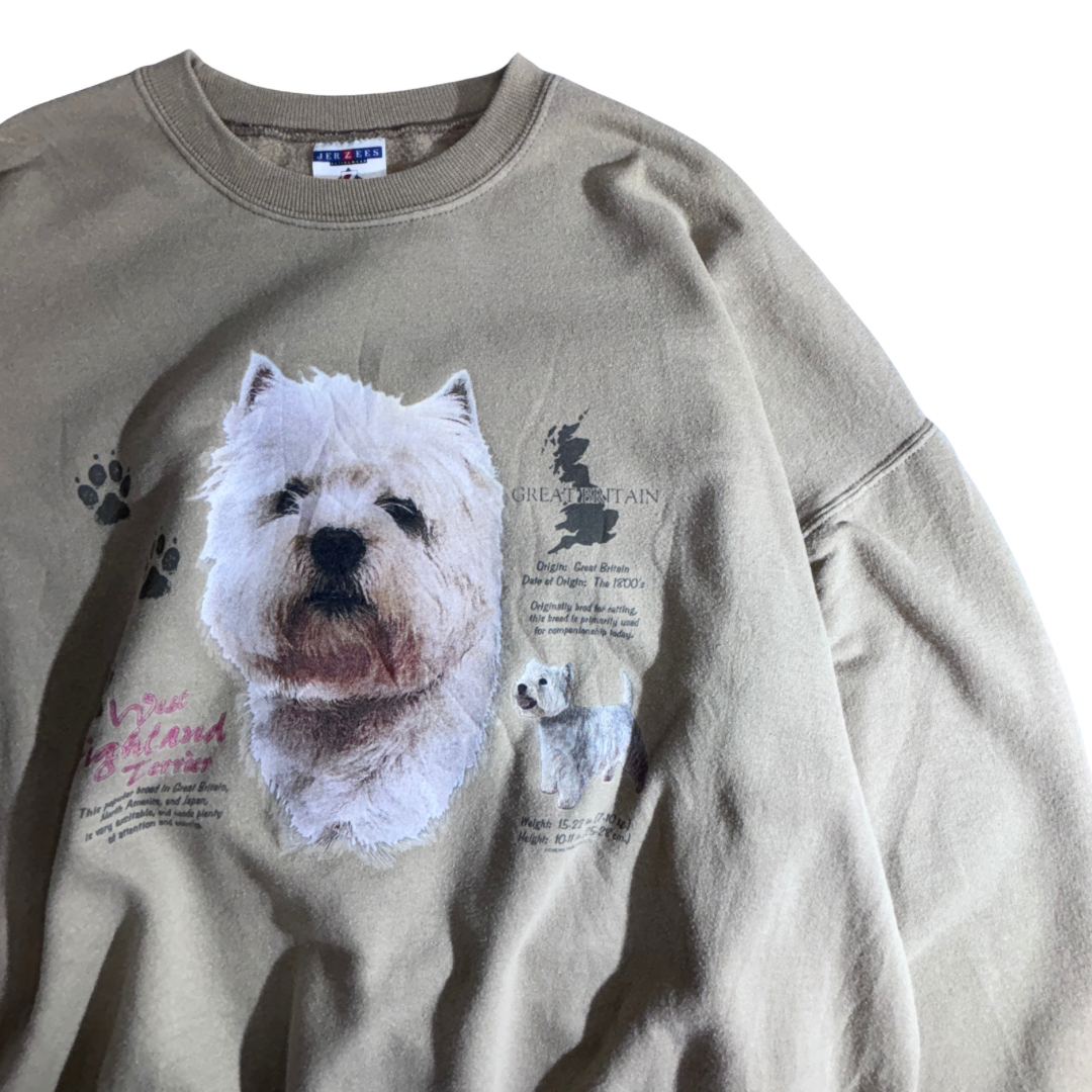 【JERZEES West Highland Terrier プリントスウェット XL】アニマル 犬 90s ビッグシルエット ヴィンテージ/2-80