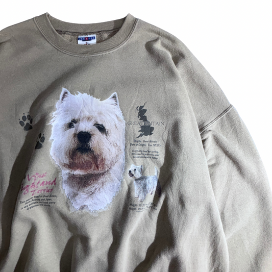 【JERZEES West Highland Terrier プリントスウェット XL】アニマル 犬 90s ビッグシルエット ヴィンテージ/2-80